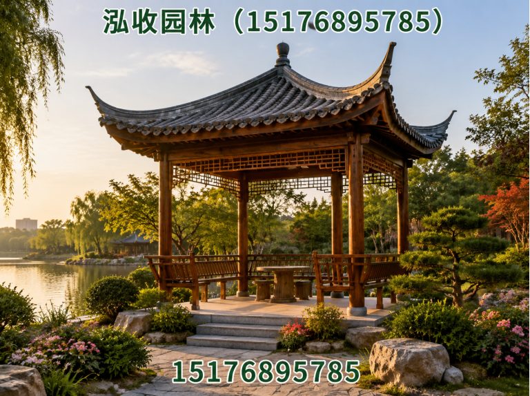 包头防腐木凉亭展示图